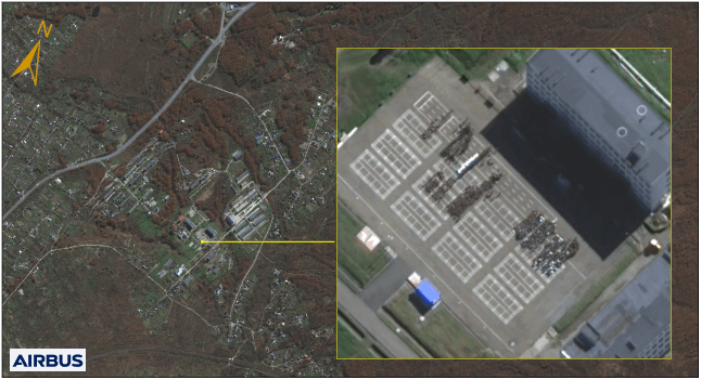 Aerial footage of a Russian military facility in Ussuriysk showing an estimated 400 North Korean soldiers gathered on the parade ground.