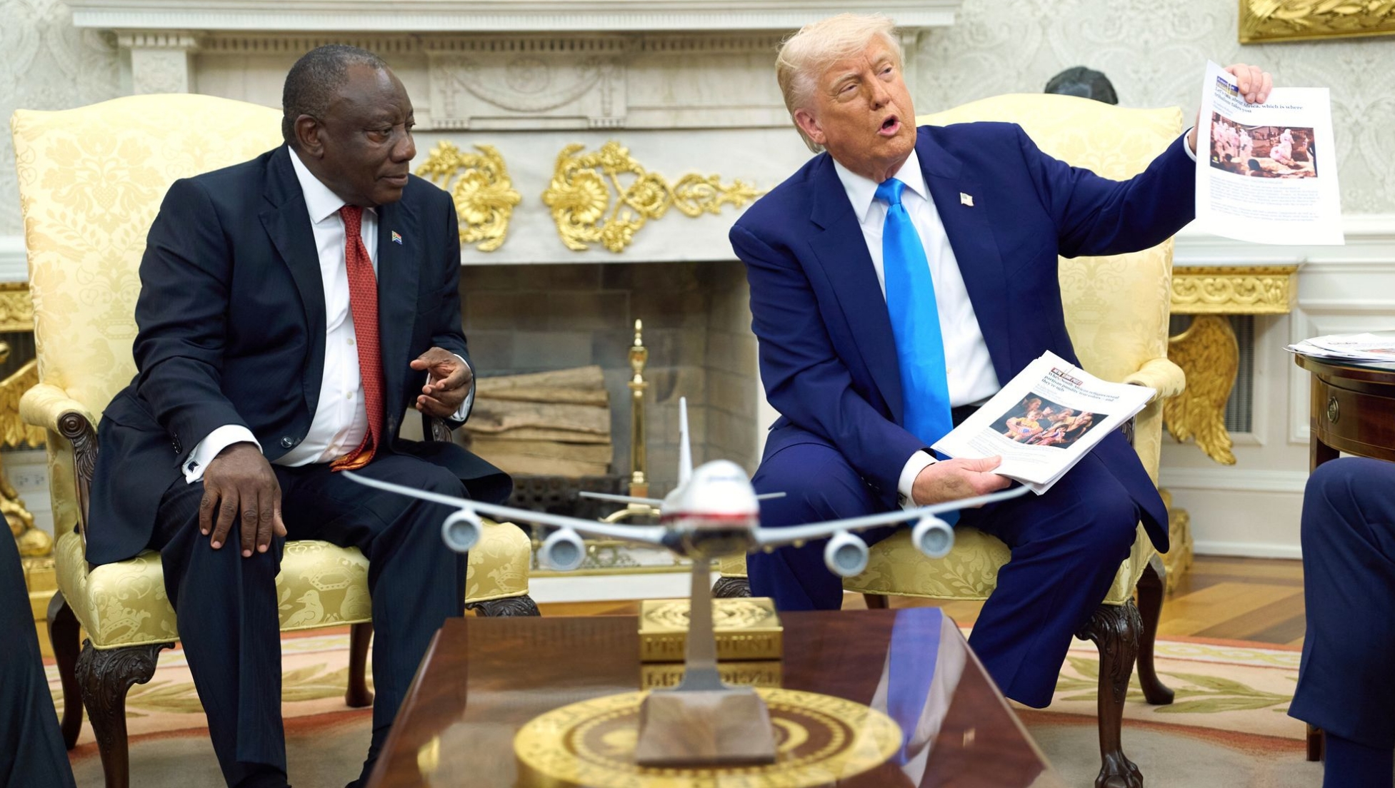 Встреча Дональда Трампа с президентом ЮАР Сирилом Рамафосой в Белом доме. Фото: AFP