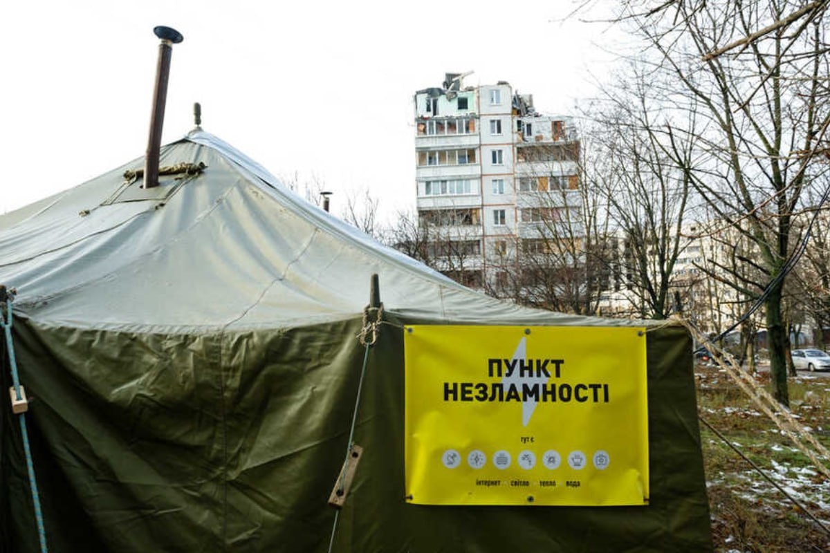 Пункт обогрева в соседнем с Белгородом Харькове в конце января 2026 года