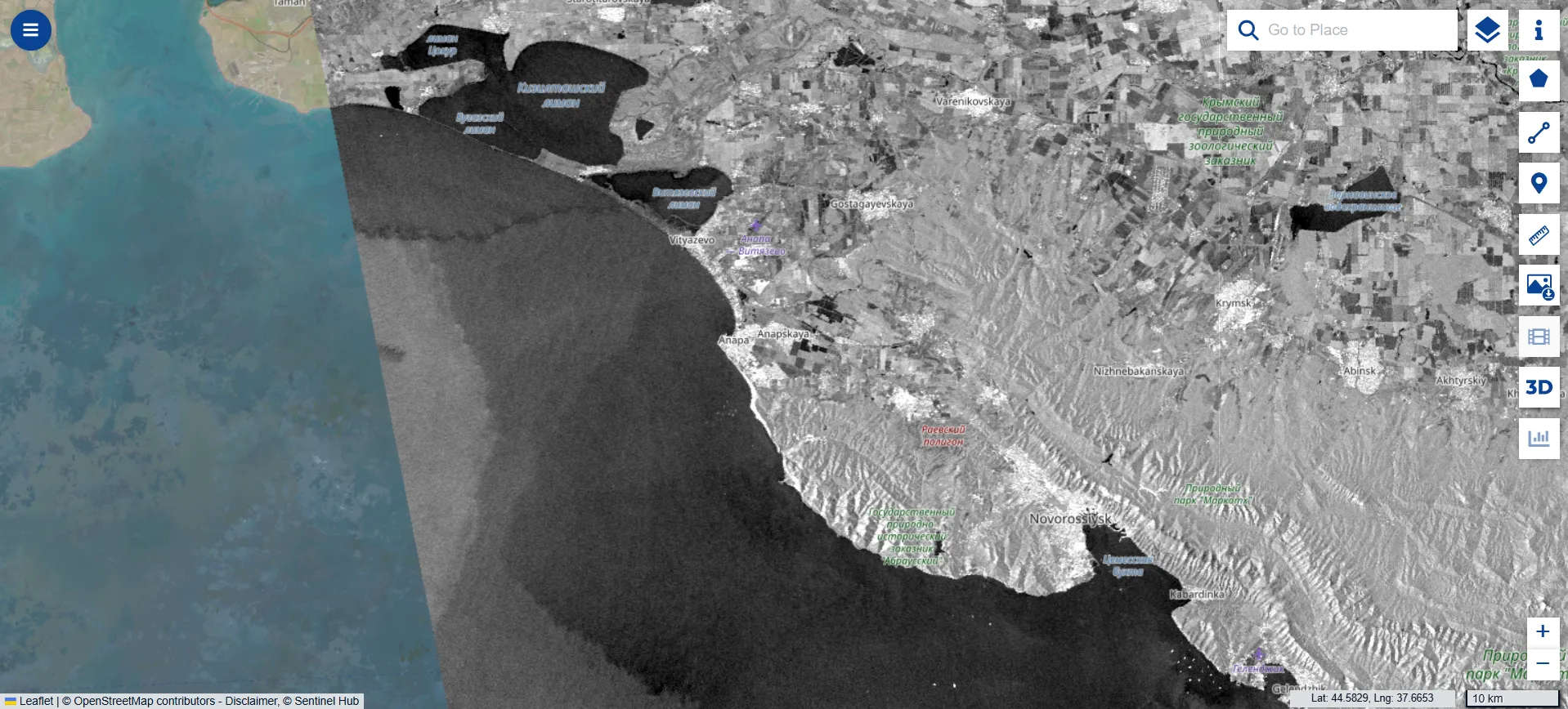 Anapa coastline, April 8, 2026 / Sentinel-1 satellite data